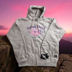 Delray Beach Florida Womens Medium Hoodie Distressed Shark Flower Hoodie Gift